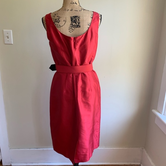 Talbots red silk belted dress 10 - Picture 3 of 11